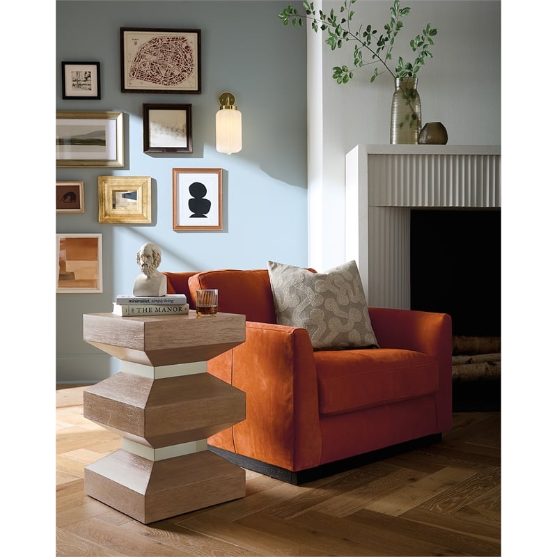 Bowery Hill Sonnet Square End Table with Oak Veneers in Medium Brown