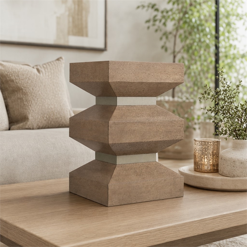 Bowery Hill Sonnet Square End Table with Oak Veneers in Medium Brown