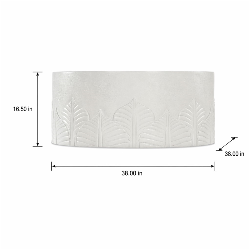 Bowery Hill Round Cocktail Table in White Wood with Embossed Finish
