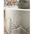 Bowery Hill Round Cocktail Table in White Wood with Embossed Finish