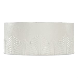Bowery Hill Round Cocktail Table in White Wood with Embossed Finish