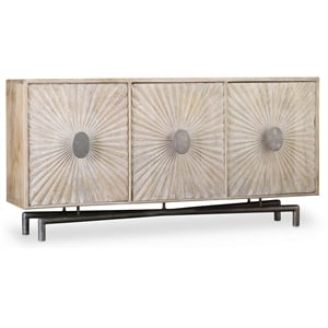 Bowery Hill 68&quot TV Stand in Cream Wood Finish with Metal Base