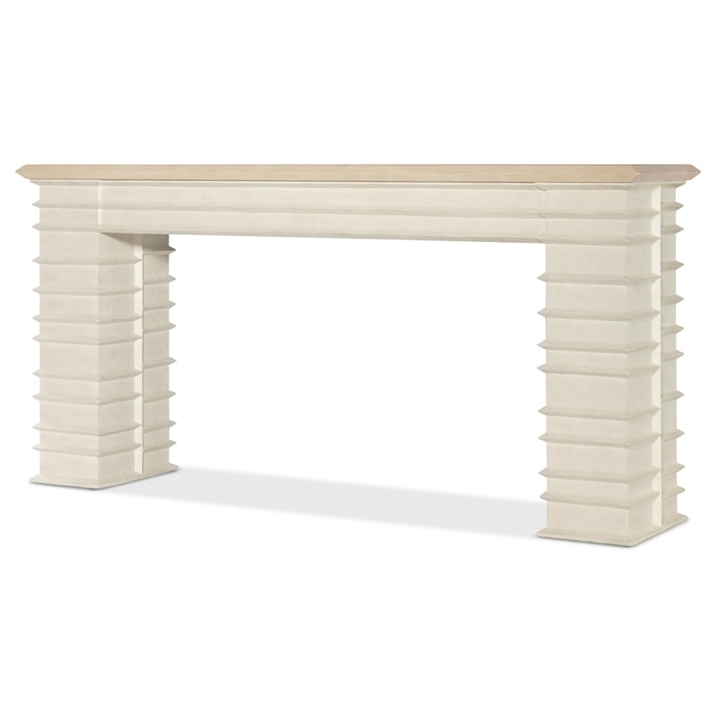 Bowery Hill Melrose Console Table in Cream Wood and Resin Finish