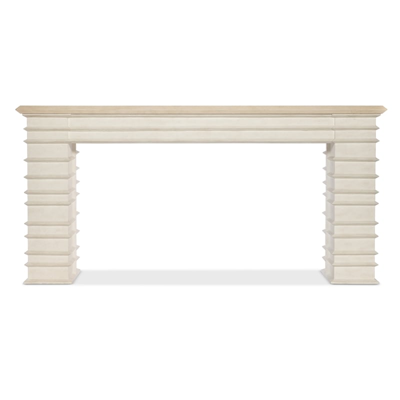 Bowery Hill Melrose Console Table in Cream Wood and Resin Finish
