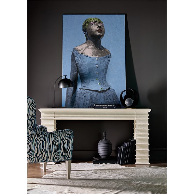 Bowery Hill Melrose Console Table in Cream Wood and Resin Finish