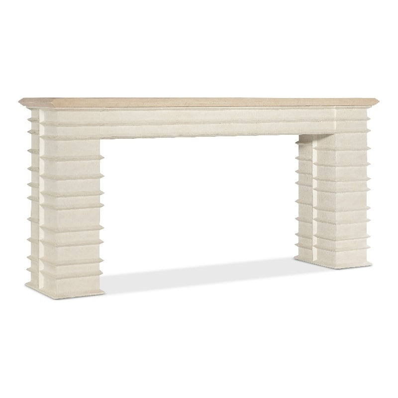 Bowery Hill Melrose Console Table in Cream Wood and Resin Finish