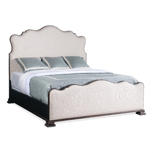 Bowery Hill Charleston California King Upholstered Bed in Black Cherry