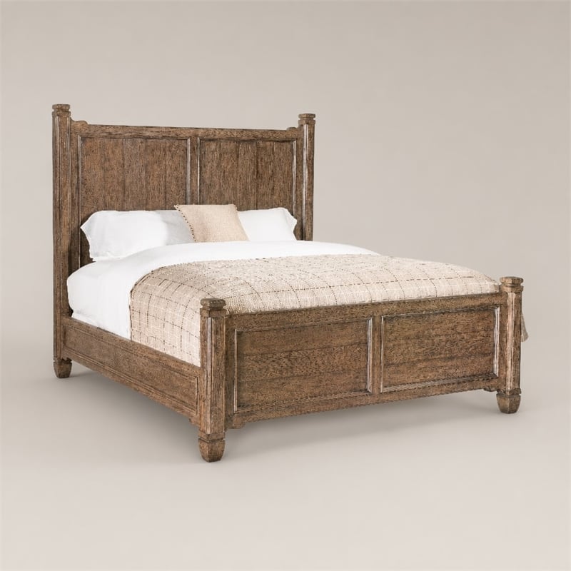 Bowery Hill Americana Queen Panel Bed in Distressed Brown Wood Finish
