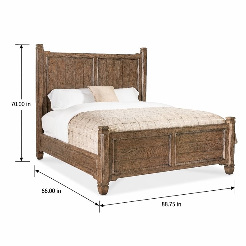 Bowery Hill Americana Queen Panel Bed in Distressed Brown Wood Finish