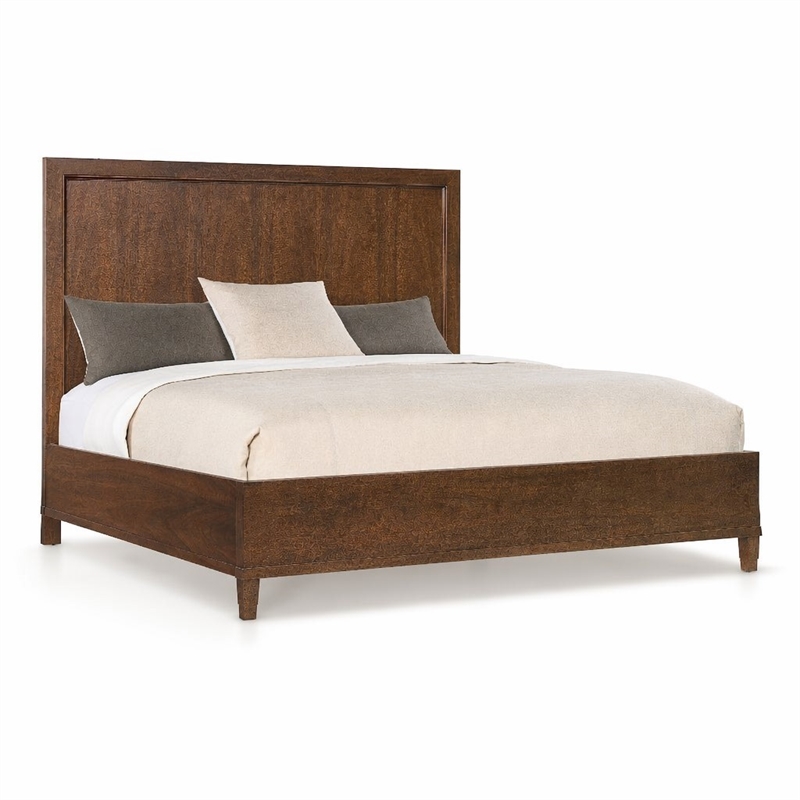 Bowery Hill Archives California King Panel Bed in Dark Natural Wood