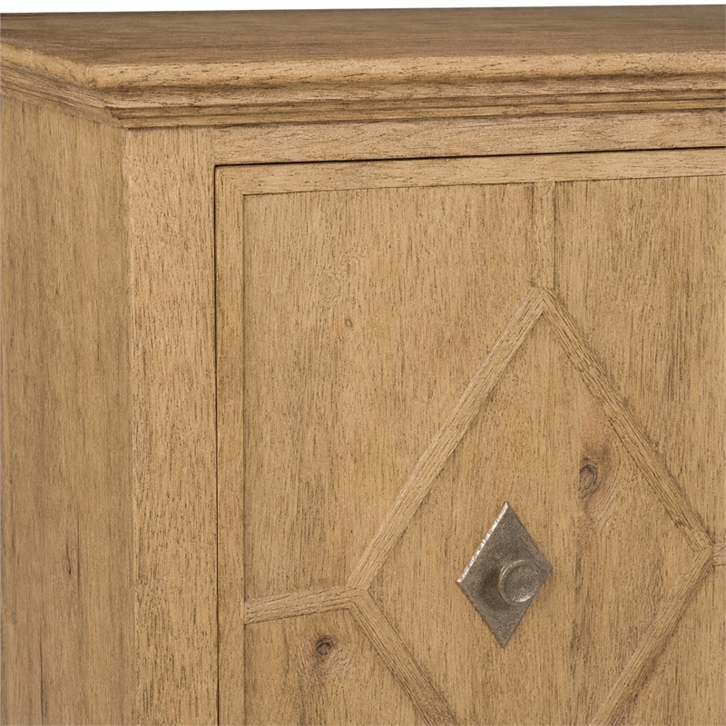 Bowery Hill Diamond-Front Credenza with Wine Storage in Light Brown