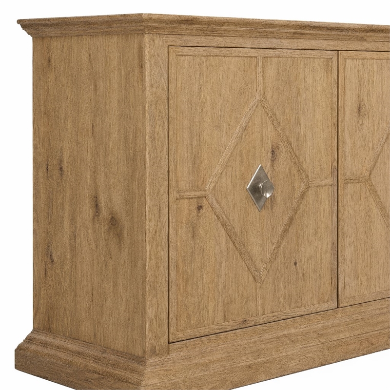 Bowery Hill Diamond-Front Credenza with Wine Storage in Light Brown