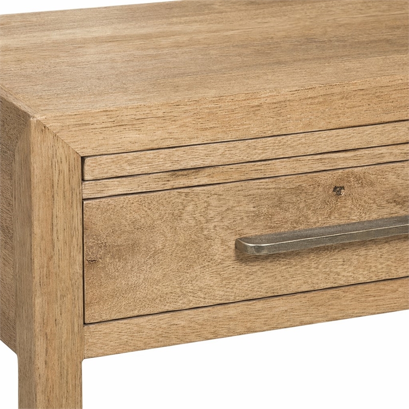 Bowery Hill Nightstand with Stone Top and Pullout Tray in Light Brown