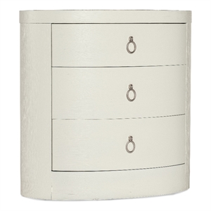 Bowery Hill Serenity Oval Nightstand in White Wood with Marble Top