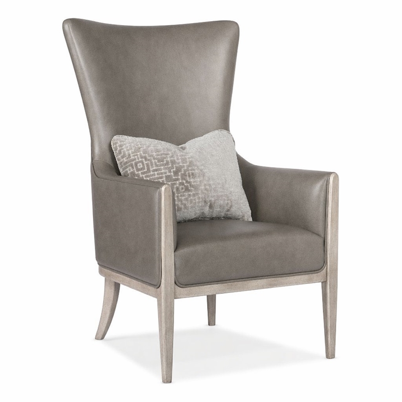 Bowery Hill Kyndall Club Chair with Accent Pillow in Grey Leather