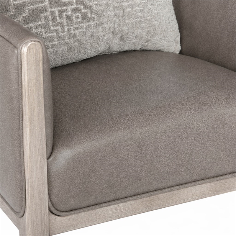 Bowery Hill Kyndall Club Chair with Accent Pillow in Grey Leather