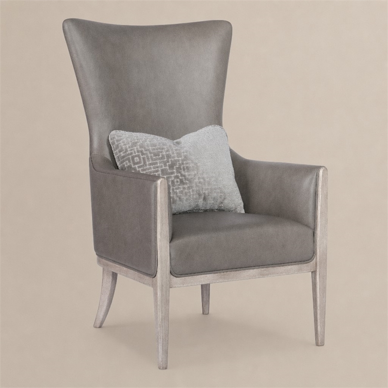 Bowery Hill Kyndall Club Chair with Accent Pillow in Grey Leather