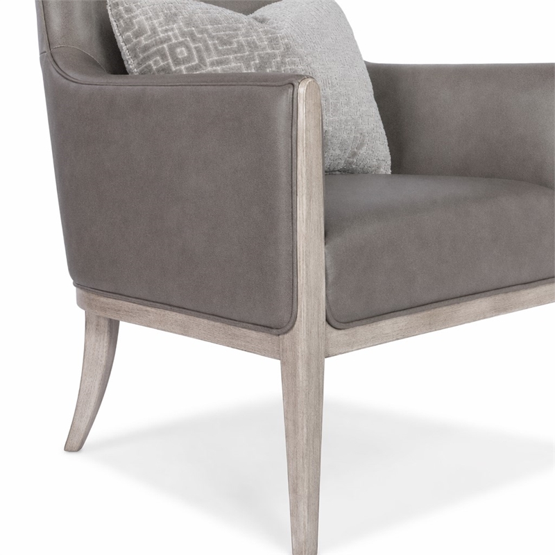 Bowery Hill Kyndall Club Chair with Accent Pillow in Grey Leather