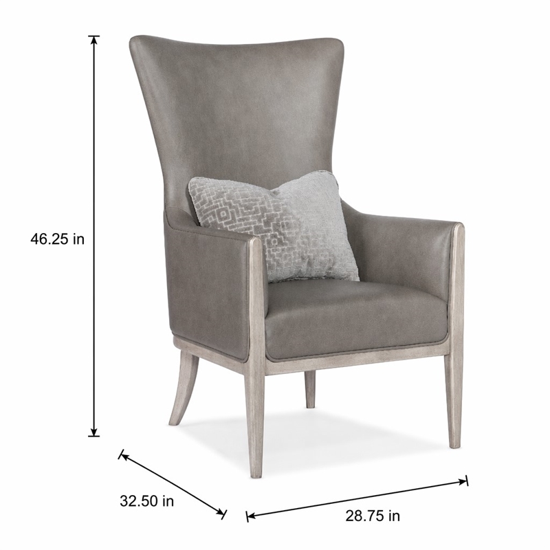 Bowery Hill Kyndall Club Chair with Accent Pillow in Grey Leather