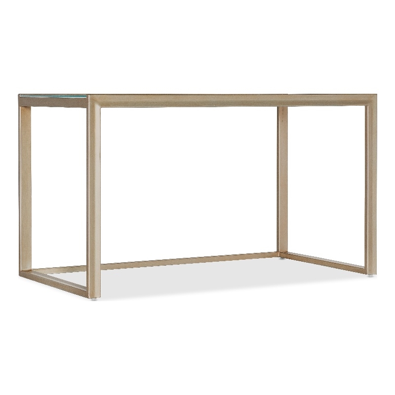 Bowery Hill Gold Glass Writing Desk with Floral Design 52