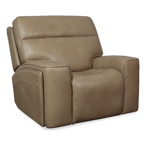 Bowery Hill Power Gliding Leather Recliner with Cupholders in Brown Finish