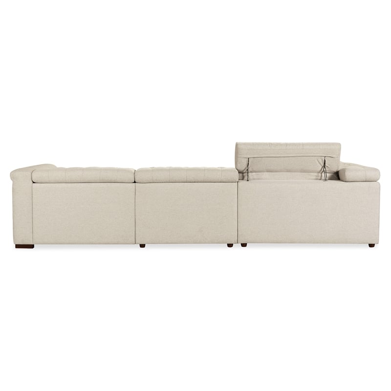 Bowery Hill Beige Fabric 5-Seat Sectional with Power Recliners and Headrests