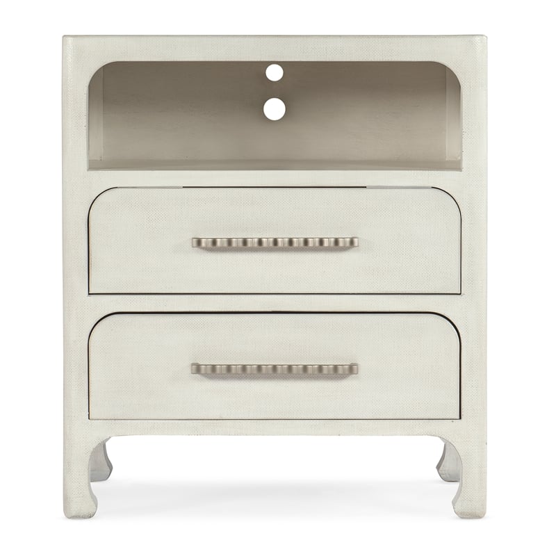Bowery Hill Serenity Nightstand with USB Ports in White Wood