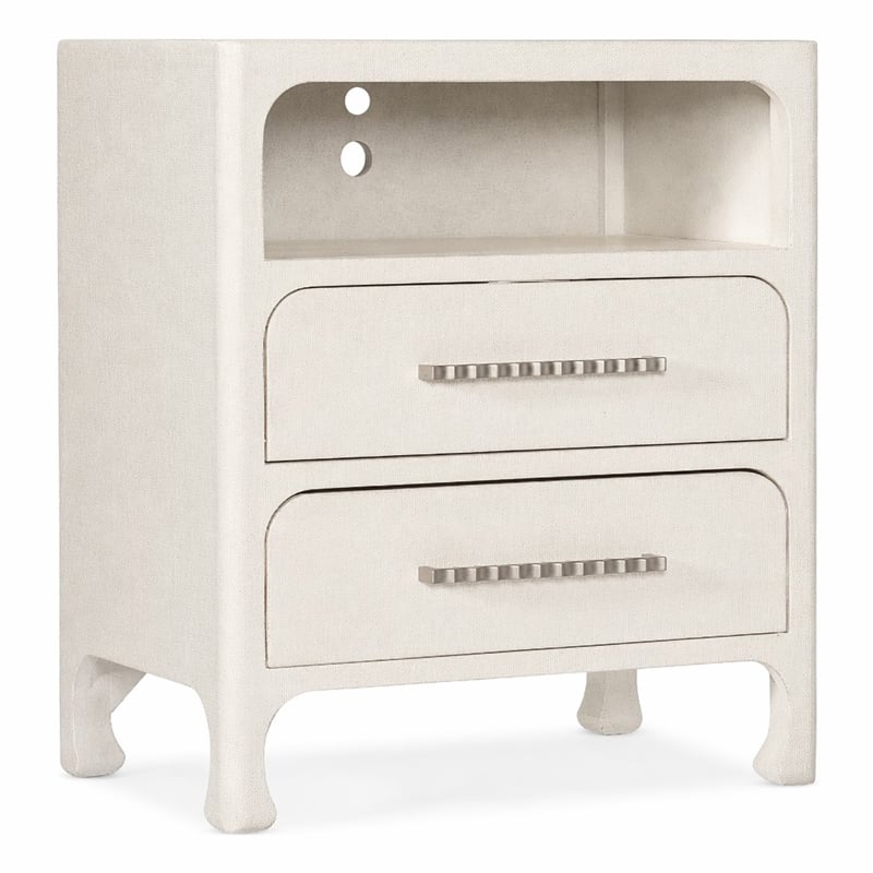 Bowery Hill Serenity Nightstand with USB Ports in White Wood