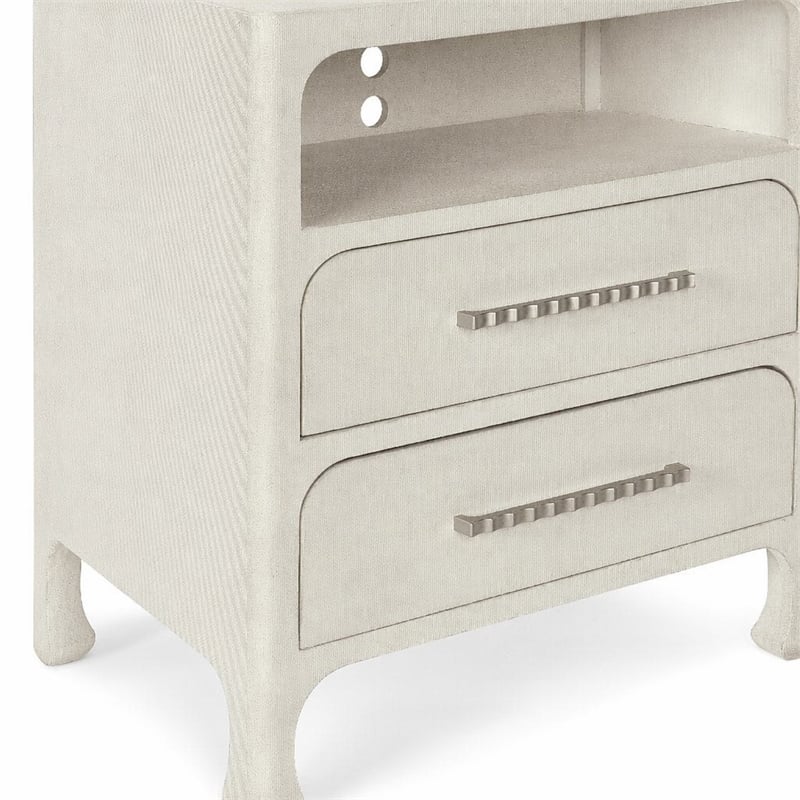 Bowery Hill Serenity Nightstand with USB Ports in White Wood