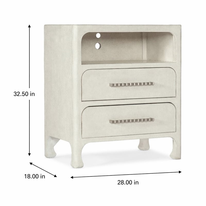 Bowery Hill Serenity Nightstand with USB Ports in White Wood