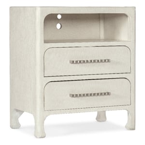 Bowery Hill Serenity Nightstand with USB Ports in White Wood