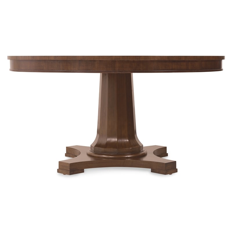 Bowery Hill Round Pedestal Dining Table in Dark Natural Wood Finish