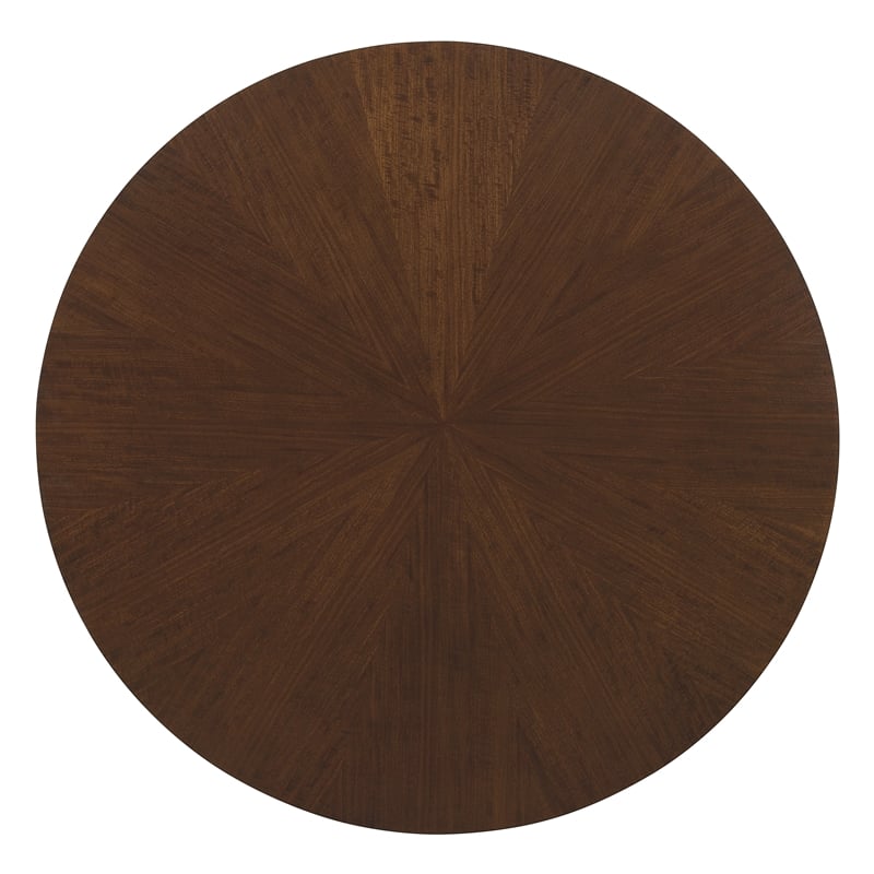 Bowery Hill Round Pedestal Dining Table in Dark Natural Wood Finish