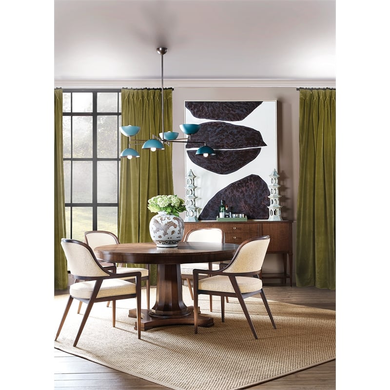 Bowery Hill Round Pedestal Dining Table in Dark Natural Wood Finish