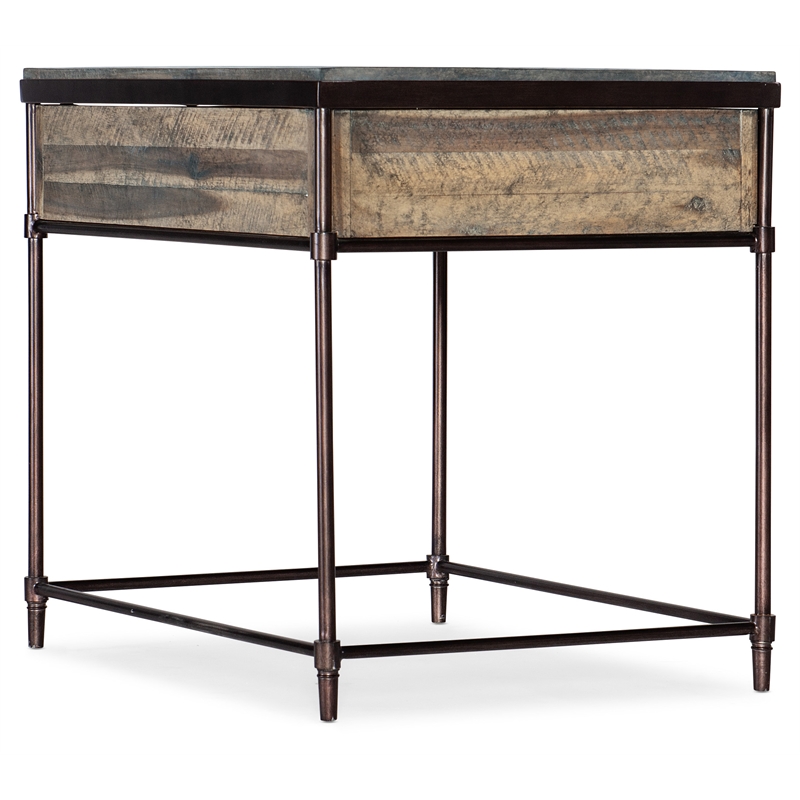 Bowery Hill St. Armand Rectangular End Table in Light Wood and Bronze