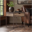Bowery Hill St. Armand Rectangular End Table in Light Wood and Bronze