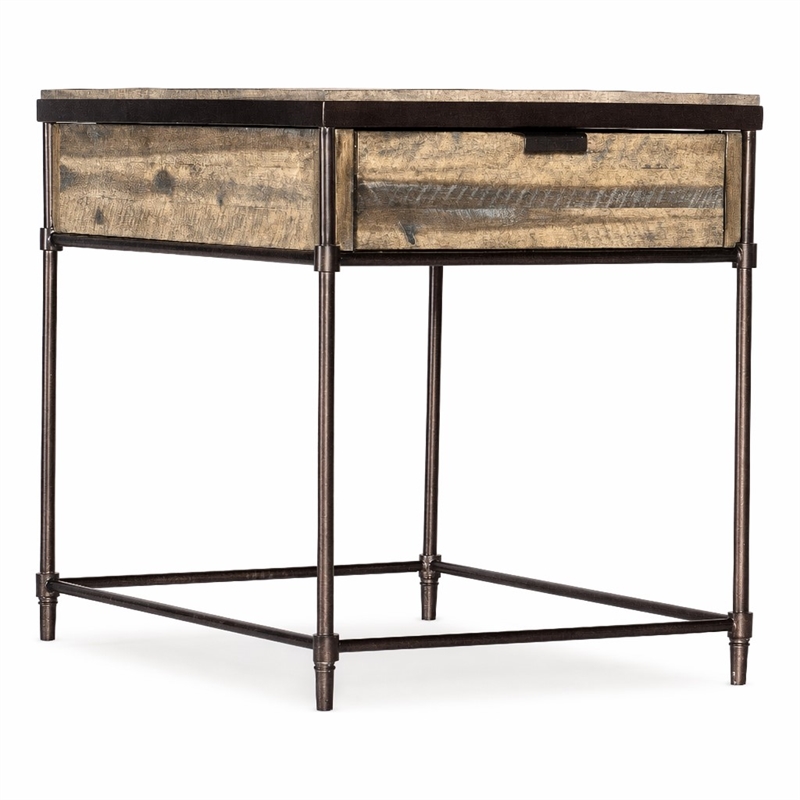 Bowery Hill St. Armand Rectangular End Table in Light Wood and Bronze