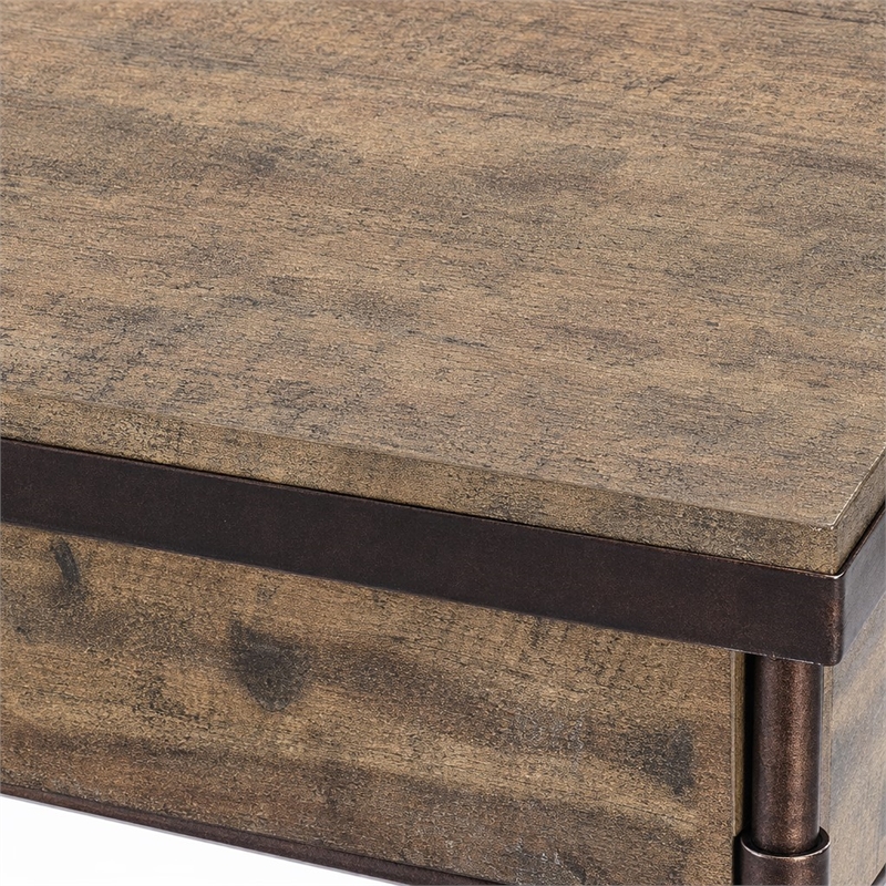 Bowery Hill St. Armand Rectangular End Table in Light Wood and Bronze