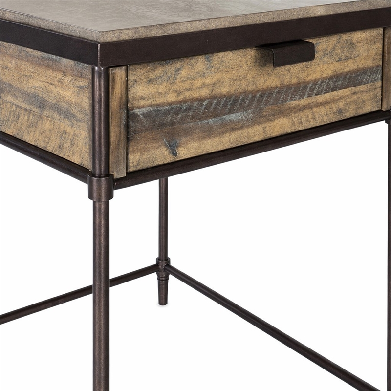 Bowery Hill St. Armand Rectangular End Table in Light Wood and Bronze