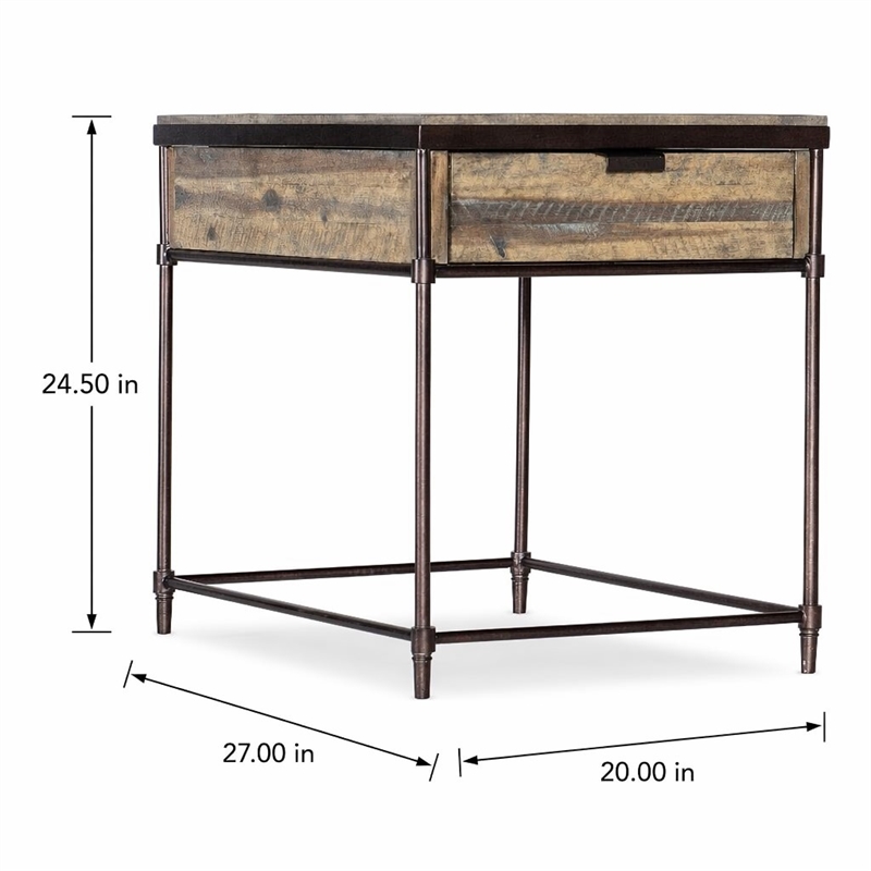 Bowery Hill St. Armand Rectangular End Table in Light Wood and Bronze