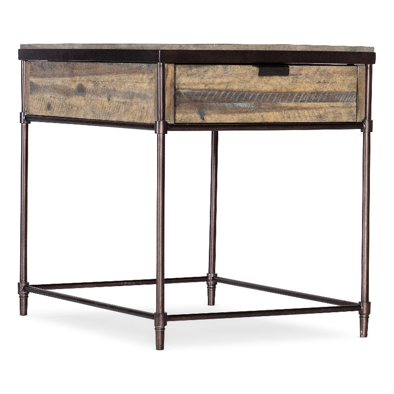 Bowery Hill St. Armand Rectangular End Table in Light Wood and Bronze