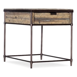 Bowery Hill St. Armand Rectangular End Table in Light Wood and Bronze
