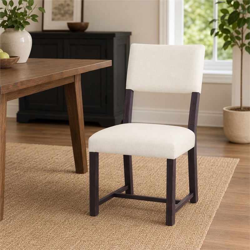 Bowery Hill Driftwood Upholstered Side Chair in Burnt Timber Finish