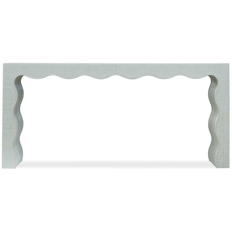 Bowery Hill Waverly Painted Console Table in Blue-Green Raffia Finish