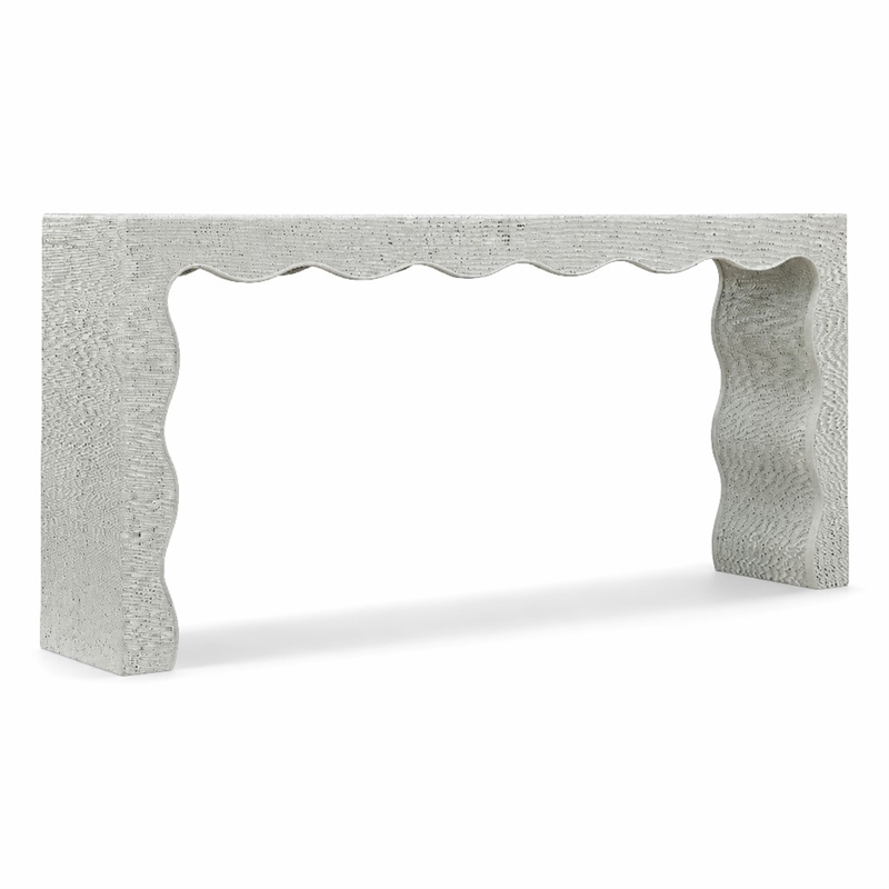 Bowery Hill Waverly Painted Console Table in Blue-Green Raffia Finish