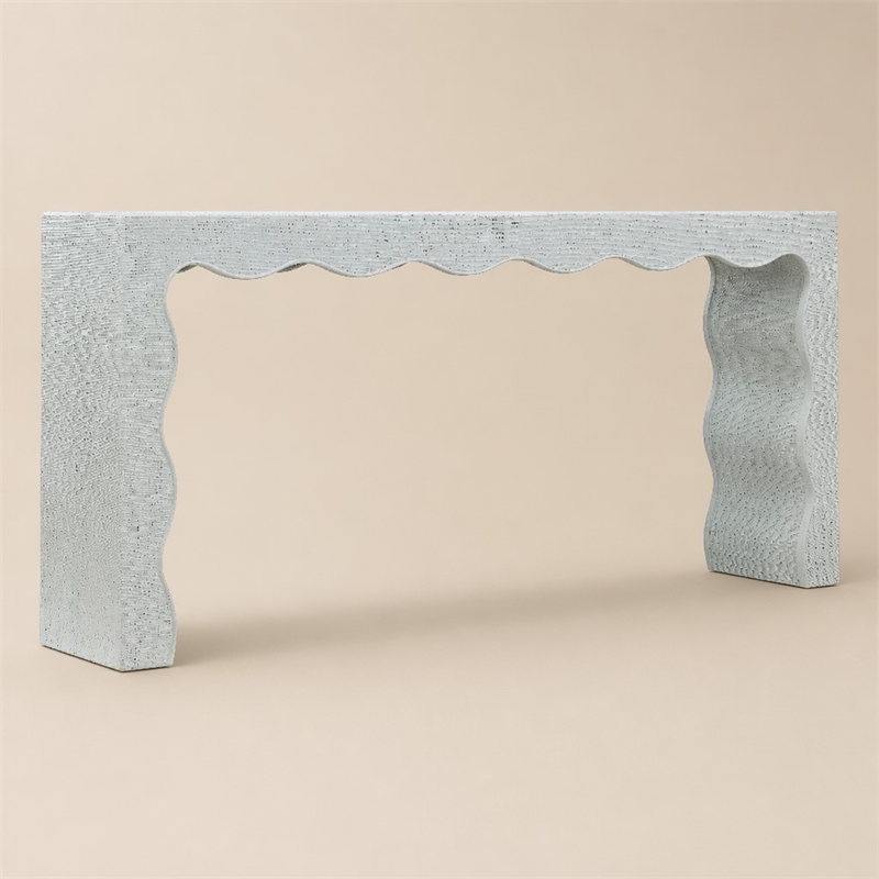 Bowery Hill Waverly Painted Console Table in Blue-Green Raffia Finish