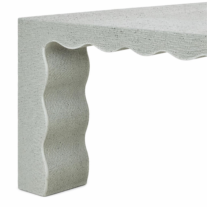 Bowery Hill Waverly Painted Console Table in Blue-Green Raffia Finish
