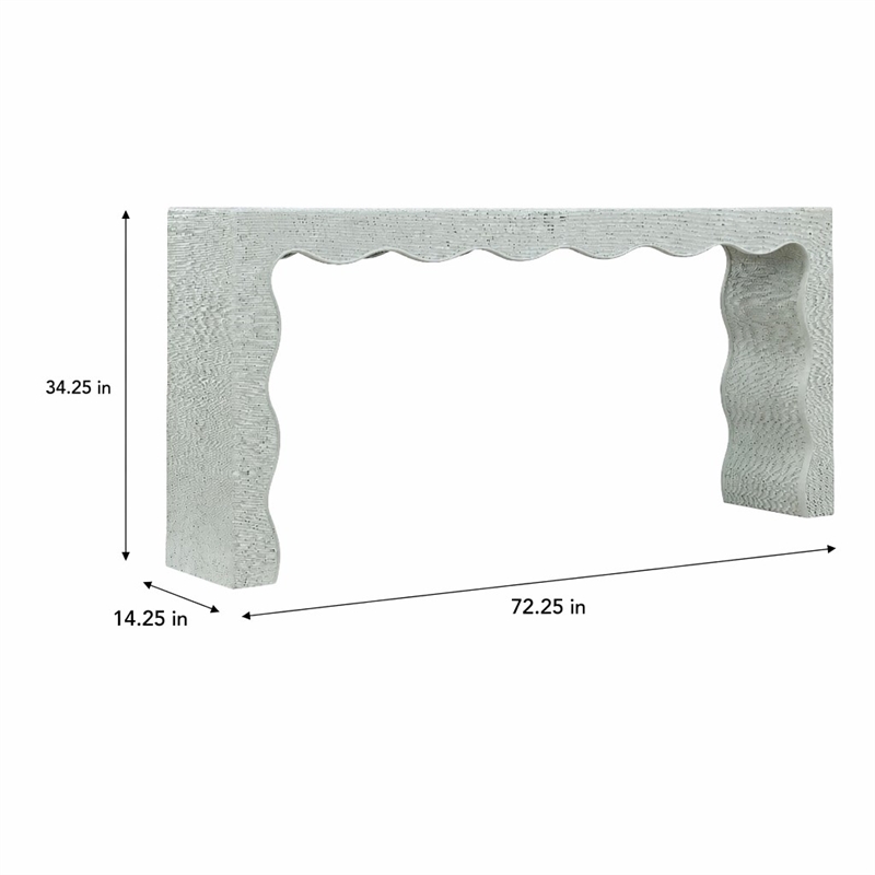 Bowery Hill Waverly Painted Console Table in Blue-Green Raffia Finish