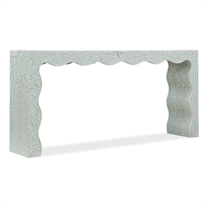 Bowery Hill Waverly Painted Console Table in Blue-Green Raffia Finish