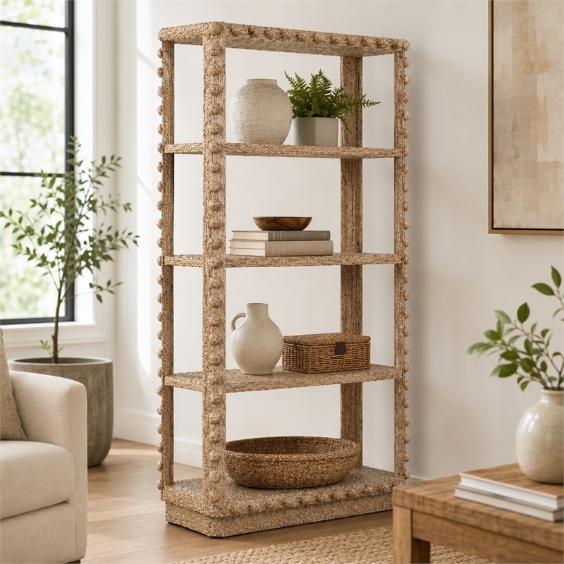 Bowery Hill Margo Etagere in Natural Wood Finish with 3 Shelves